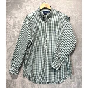Ralph Lauren Polo Men's Yarmouth Green Checked Oxford Dress Shirt 16.5 34/35